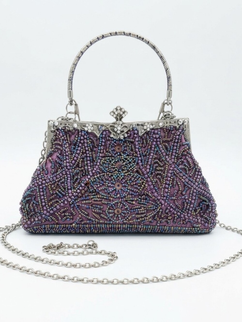 NWOT Purple Beaded Evening Bag